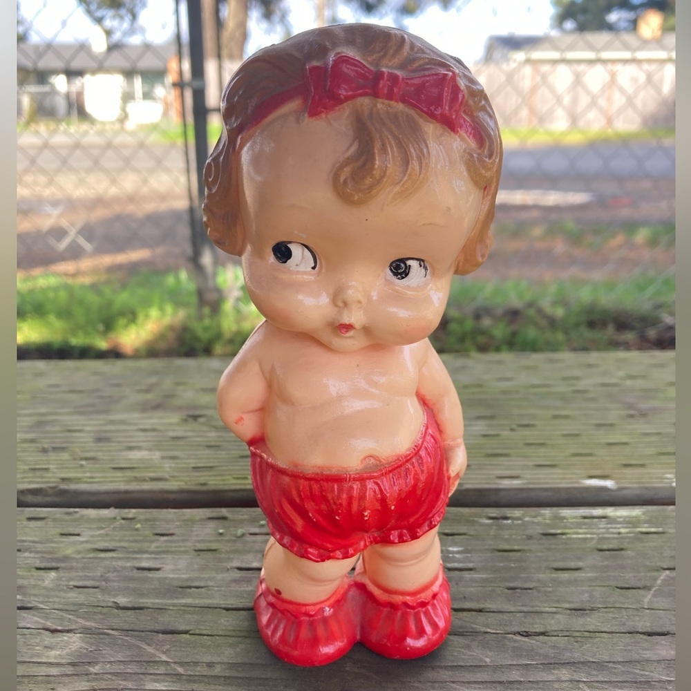 Rare vintage Irwin celluloid kewpie doll rattle